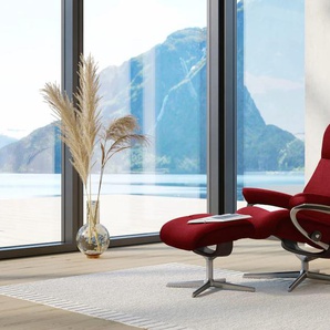Relaxsessel STRESSLESS View Sessel Gr. ROHLEDER Stoff Q2 FARON, Cross Base Braun, Rela x funktion-Drehfunktion-Plus™System-Gleitsystem-BalanceAdapt™, B/H/T: 78 cm x 108 cm x 78 cm, rot (red q2 faron) Lesesessel und Relaxsessel