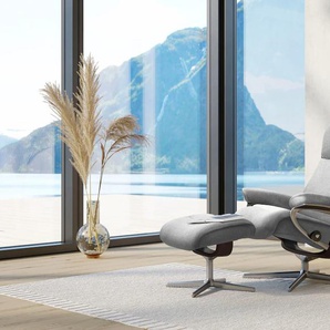 Relaxsessel STRESSLESS View Sessel Gr. ROHLEDER Stoff Q2 FARON, Cross Base Braun, Rela x funktion-Drehfunktion-Plus™System-Gleitsystem-BalanceAdapt™, B/H/T: 91 cm x 110 cm x 85 cm, grau (light grey q2 faron) Lesesessel und Relaxsessel