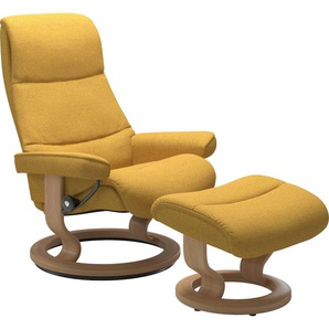 Relaxsessel STRESSLESS View Sessel Gr. ROHLEDER Stoff Q2 FARON, Cross Base Eiche, Rela x funktion-Drehfunktion-Plus™System-Gleitsystem, B/H/T: 82 cm x 108 cm x 81 cm, gelb (yellow q2 faron) Lesesessel und Relaxsessel