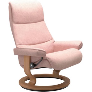 Relaxsessel STRESSLESS View Sessel Gr. ROHLEDER Stoff Q2 FARON, Cross Base Eiche, Rela x funktion-Drehfunktion-Plus™System-Gleitsystem, B/H/T: 82 cm x 108 cm x 81 cm, pink (light q2 faron) Lesesessel und Relaxsessel