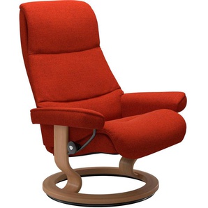 Relaxsessel STRESSLESS View Sessel Gr. ROHLEDER Stoff Q2 FARON, Cross Base Eiche, Rela x funktion-Drehfunktion-Plus™System-Gleitsystem, B/H/T: 91 cm x 109 cm x 83 cm, rot (rust q2 faron) Lesesessel und Relaxsessel