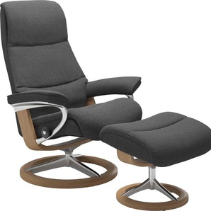 Relaxsessel STRESSLESS View Sessel Gr. ROHLEDER Stoff Q2 FARON, Cross Base Eiche, Rela x funktion-Drehfunktion-Plus™System-Gleitsystem-BalanceAdapt™, B/H/T: 78 cm x 108 cm x 78 cm, grau (dark grey q2 faron) Lesesessel und Relaxsessel mit Signature Base,