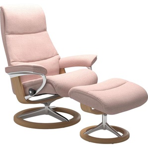 Relaxsessel STRESSLESS View Sessel Gr. ROHLEDER Stoff Q2 FARON, Cross Base Eiche, Rela x funktion-Drehfunktion-Plus™System-Gleitsystem-BalanceAdapt™, B/H/T: 78 cm x 108 cm x 78 cm, pink (light q2 faron) Lesesessel und Relaxsessel