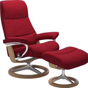 Relaxsessel STRESSLESS View Sessel Gr. ROHLEDER Stoff Q2 FARON, Cross Base Eiche, Rela x funktion-Drehfunktion-Plus™System-Gleitsystem-BalanceAdapt™, B/H/T: 91 cm x 110 cm x 85 cm, rot (red q2 faron) Lesesessel und Relaxsessel