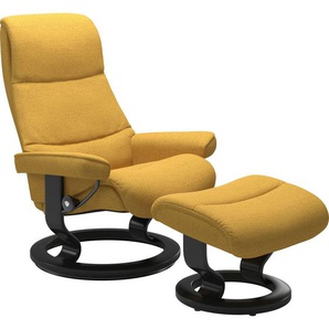 Relaxsessel STRESSLESS View Sessel Gr. ROHLEDER Stoff Q2 FARON, Cross Base Schwarz, Rela x funktion-Drehfunktion-Plus™System-Gleitsystem, B/H/T: 78 cm x 105 cm x 78 cm, gelb (yellow q2 faron) Lesesessel und Relaxsessel mit Classic Base, Größe S,Gestell