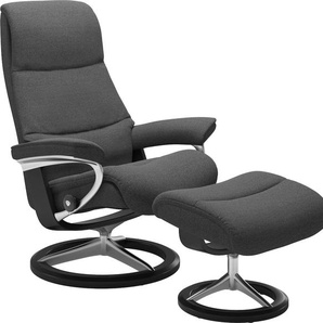 Relaxsessel STRESSLESS View Sessel Gr. ROHLEDER Stoff Q2 FARON, Cross Base Schwarz, Rela x funktion-Drehfunktion-Plus™System-Gleitsystem-BalanceAdapt™, B/H/T: 91 cm x 110 cm x 85 cm, grau (dark grey q2 faron) Lesesessel und Relaxsessel