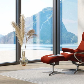 Relaxsessel STRESSLESS View Sessel Gr. ROHLEDER Stoff Q2 FARON, Cross Base Wenge, Rela x funktion-Drehfunktion-Plus™System-Gleitsystem-BalanceAdapt™, B/H/T: 82 cm x 109 cm x 81 cm, rot (rust q2 faron) Lesesessel und Relaxsessel mit Cross Base, Größe S, M