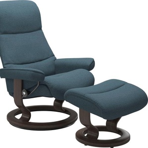Relaxsessel STRESSLESS View Sessel Gr. ROHLEDER Stoff Q2 FARON, Cross Base Wenge, Relaxfunktion-Drehfunktion-Plus™System-Gleitsystem, B/H/T: 78 cm x 105 cm x 78 cm, blau (petrol q2 faron) Lesesessel und Relaxsessel mit Classic Base, Größe S,Gestell Wenge