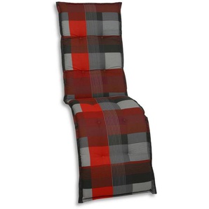 Xxxl Relaxsesselauflage, Grau, Rot, Dunkelgrau, Textil, Karo, Füllung: Schaumstoff, Vlies, rechteckig, 50x7x170 cm, Oeko-Tex® Standard 100,