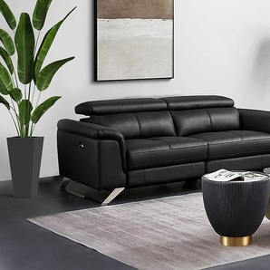 Relaxsofa 3-Sitzer elektrisch - Rindsleder - Schwarz - BREYT II