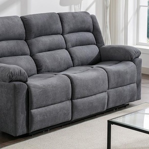 Relaxsofa 3-Sitzer elektrisch - Stoff - Grau - BUROLO
