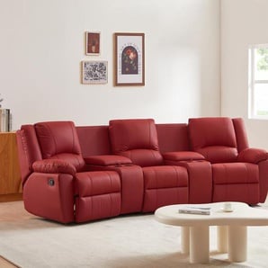 Relaxsofa 3-Sitzer - Leder - Rot - AROMA