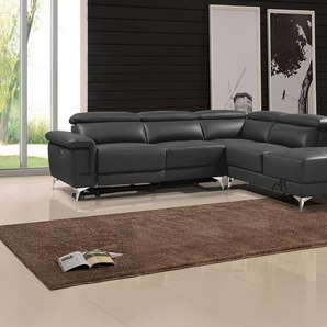 Relaxsofa Ecksofa Leder elektrisch - Ecke Rechts - Anthrazit - PASCALINE