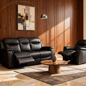 Relaxsofa Leder 3-Sitzer - Schwarz - EVASION