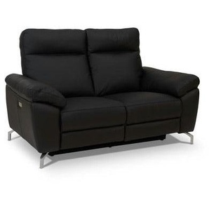 Relaxsofa Schwarz Leder 2-Sitzer Selesta