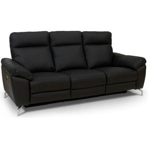 Relaxsofa Schwarz Leder 3-Sitzer Selesta