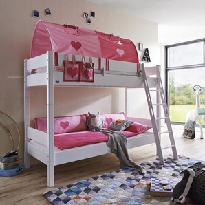 Relita Etagenbett Stefan, inkl. Rolllattenrost, mit Leiter u. Absturzschutz, Textil-Set, Buche