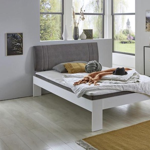 Futonbett RELITA Lian Betten Gr. Ohne Rollrost und Bonnell-Federkernmatratze, Liegefläche B/L: 140 cm x 200 cm Betthöhe: 13,7 cm, kein Härtegrad, ohne Matratze, weiß (weiß, grau) Futonbetten mit Polsterkopfteil