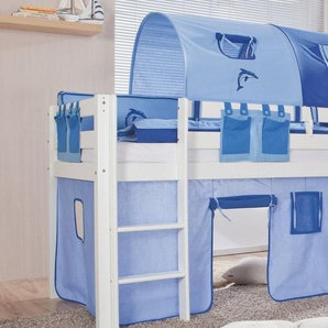 Relita Hochbett Alex LF 90x200 cm, mit Rolllattenrost, Leiter und Textilset, Buche massiv