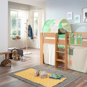 Relita Hochbett Andi mit Rolllattenrost, Textil-Set und Leiter, pflegel. Dekor Oberfläche