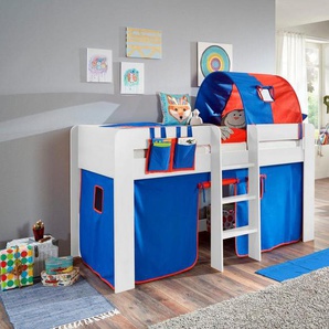 Relita Hochbett Andi mit Rolllattenrost, Textil-Set und Leiter, pflegel. Dekor Oberfläche