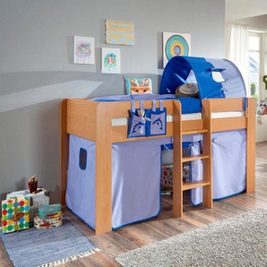 Relita Hochbett Andi mit Rolllattenrost, Textil-Set und Leiter, pflegel. Dekor Oberfläche