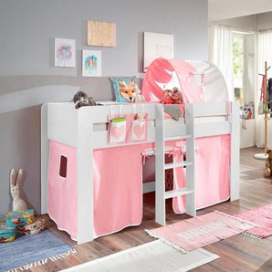 Relita Hochbett Andi mit Rolllattenrost, Textil-Set und Leiter, pflegel. Dekor Oberfläche