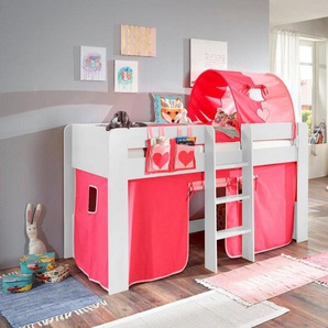 Relita Hochbett Andi mit Rolllattenrost, Textil-Set und Leiter, pflegel. Dekor Oberfläche