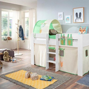 Relita Hochbett Andi mit Rolllattenrost, Textil-Set und Leiter, pflegel. Dekor Oberfläche