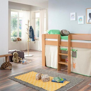 Relita Hochbett Andi mit Rolllattenrost und Vorhang, mit Leiter, pflegel. Dekor Oberfläche