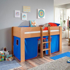 Relita Hochbett Andi mit Rolllattenrost und Vorhang, mit Leiter, pflegel. Dekor Oberfläche