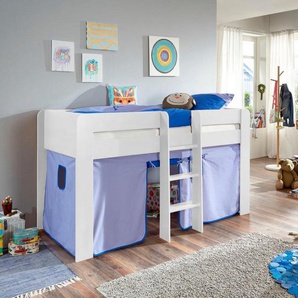 Relita Hochbett Andi mit Rolllattenrost und Vorhang, mit Leiter, pflegel. Dekor Oberfläche