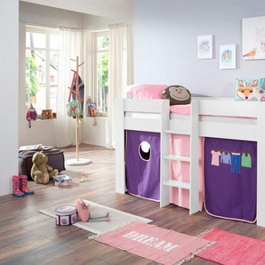 Relita Hochbett Andi mit Rolllattenrost und Vorhang, mit Leiter, pflegel. Dekor Oberfläche