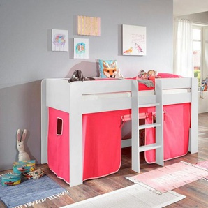 Relita Hochbett Andi mit Rolllattenrost und Vorhang, mit Leiter, pflegel. Dekor Oberfläche