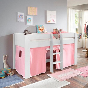 Relita Hochbett Andi mit Rolllattenrost und Vorhang, mit Leiter, pflegel. Dekor Oberfläche