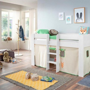 Relita Hochbett Andi mit Rolllattenrost und Vorhang, mit Leiter, pflegel. Dekor Oberfläche