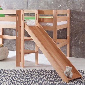 Relita Hochbett »Eliyas«, inkl. Rolllattenrost, mit Leiter u. Rutsche, massive Buche