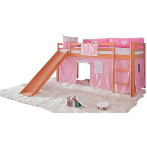 Relita Hochbett Toby Buche natur lackiert mit Textil-Set, wahlweise mit Rolllattenrost