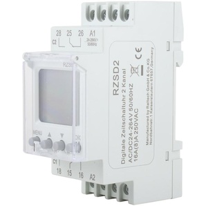 RELTECH Digitale Zeitschaltuhr RZSD2, 230 V, DIN-Schiene, 2 Kanal