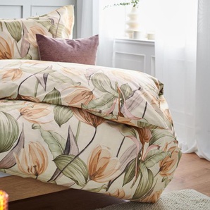 Renforcé-Bettwäsche - Mehrfarbiger Tulpen-Alloverprint - 100% Baumwolle - - Maße: 155 x 220 cm