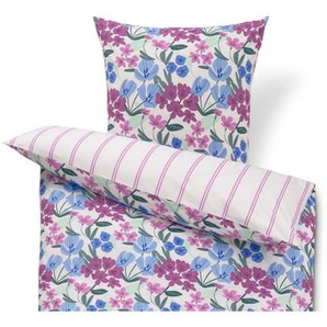 Renforcé-Bettwäsche, Normalgröße, weiß floral