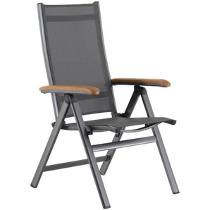 RENO Klappsessel Gestell: Aluminium Iron Grey, Armlehnen: Teak, Textil: grau