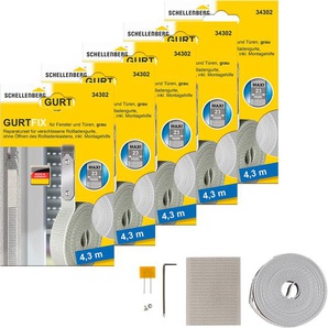 Reparatur-Set SCHELLENBERG Rollladen Gurtfix für das Rollladensystem Maxi, grau, 5 St., Reparatur-Sets, für alte Gurtbänder in unterschiedlichen Farben, 23 mm x 4,3 m