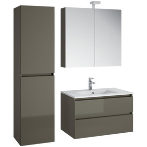 Respekta Badezimmer Alma , Grau , Keramik , 2 Schubladen , 150 cm , hängend , Badezimmer, Badmöbelsets & -serien, Badmöbel-Sets