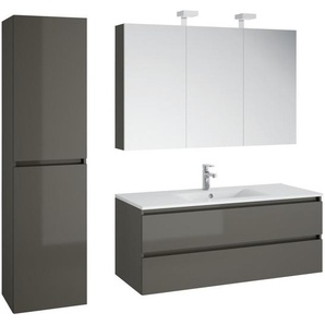 Respekta Badezimmer Alma , Grau , Keramik , 2 Schubladen , 190 cm , hängend , Badezimmer, Badmöbelsets & -serien, Badmöbel-Sets