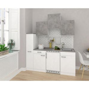 Respekta Küchenblock Beton , Weiß , 1 Schubladen , 180 cm , links aufbaubar, rechts aufbaubar , Küchen, Küchenzeilen & Küchenblöcke