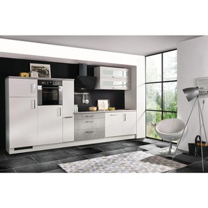 Respekta Küchenblock Beton , Weiß , 3 Schubladen , 350 cm , links aufbaubar, rechts aufbaubar , Küchen, Küchenzeilen & Küchenblöcke