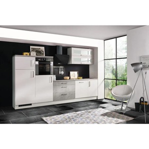 Respekta Küchenblock Beton , Weiß , 3 Schubladen , 320 cm , links aufbaubar, rechts aufbaubar , Küchen, Küchenzeilen & Küchenblöcke