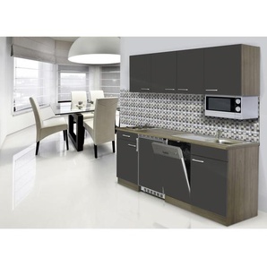 Respekta Küchenblock , Grau, Eiche , 1 Schubladen , 195 cm , Küchen, Küchenzeilen & Küchenblöcke