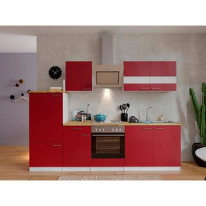Respekta Küchenblock, Rot, Metall, 2 Schubladen, nur wie online abgebildet bestellbar, 270 cm, Frontauswahl, links aufbaubar, rechts aufbaubar, Küchen, Küchenzeilen & Küchenblöcke, Küchenzeilen mit Geräten